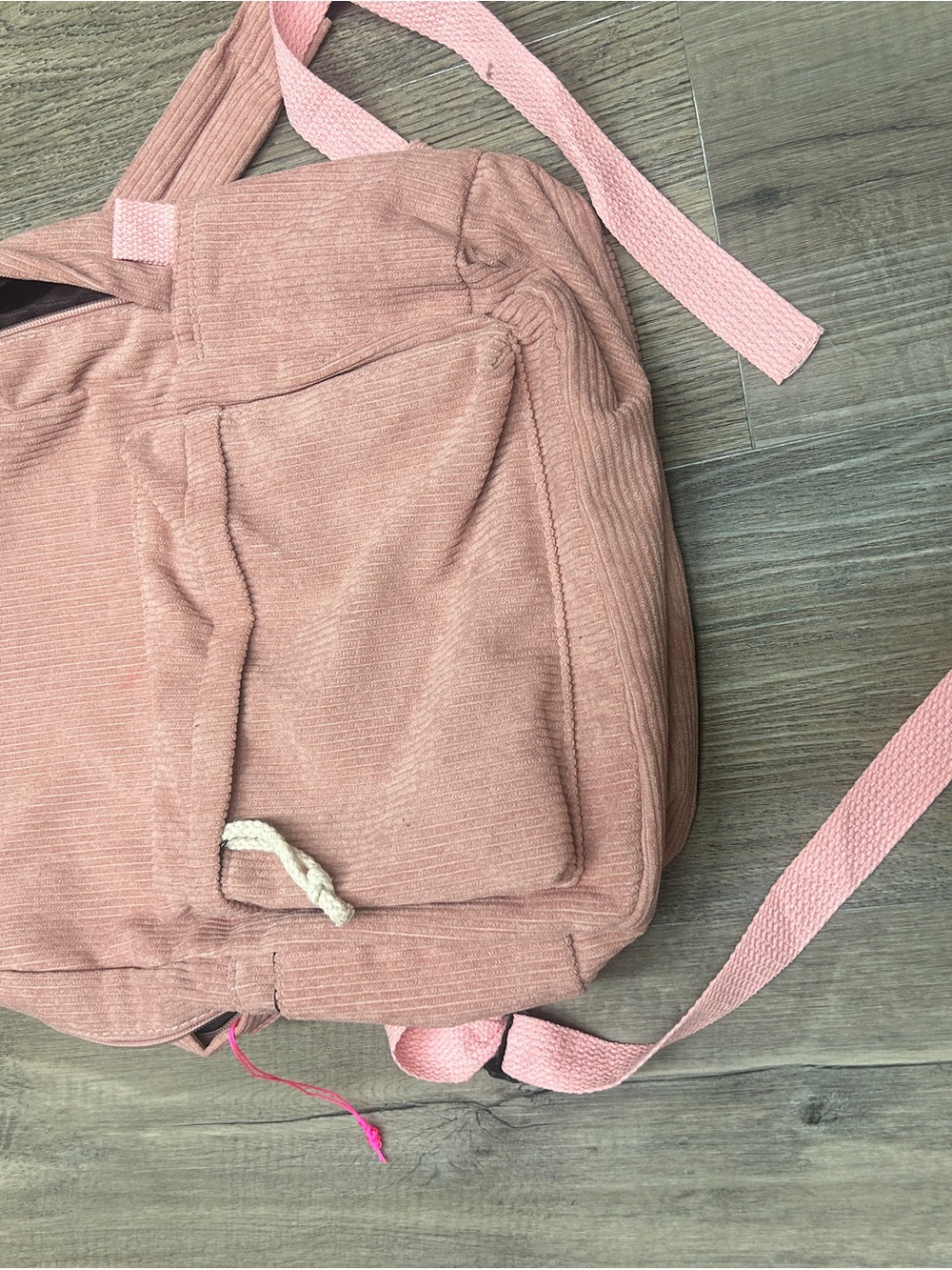 Kids Pink Corduroy Backpack Tote - Unbranded